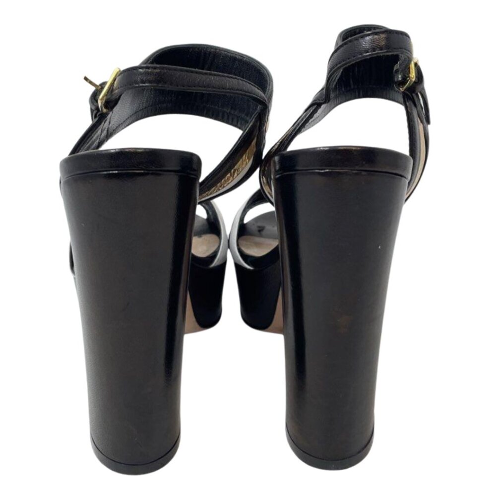 Sebastian Womens Black White and Gold Ankle Strap Platform Sandals Size EU 37.5 - Picture 7 of 12